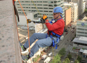 Bill Metz Repelling down The Westin