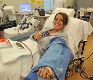 Cheryl giving blood